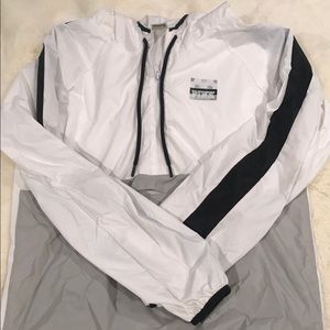 PINK , white black and grey raincoat